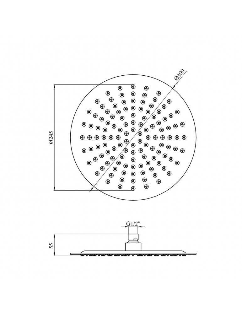 Лійка для верхнього душу Kroner KRP Edelstahl Klassisch - ESG703-30 | купити | SilverGoose.com.ua.com.ua