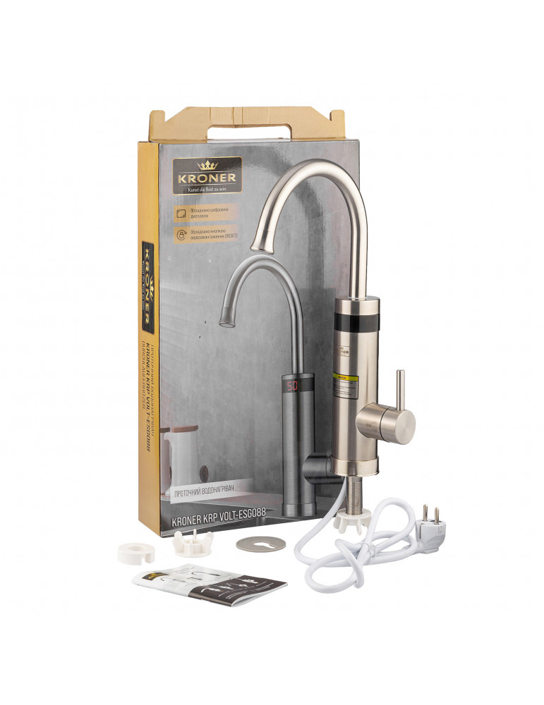 Проточний водонагрівач Kroner KRP Volt - ESG088 з дисплеєм | купити | SilverGoose.com.ua.com.ua