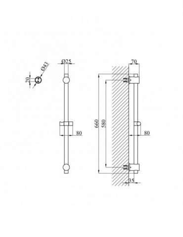 Штанга для душу Kroner KRP Edelstahl Klassisch - ESG230 | купити | SilverGoose.com.ua.com.ua