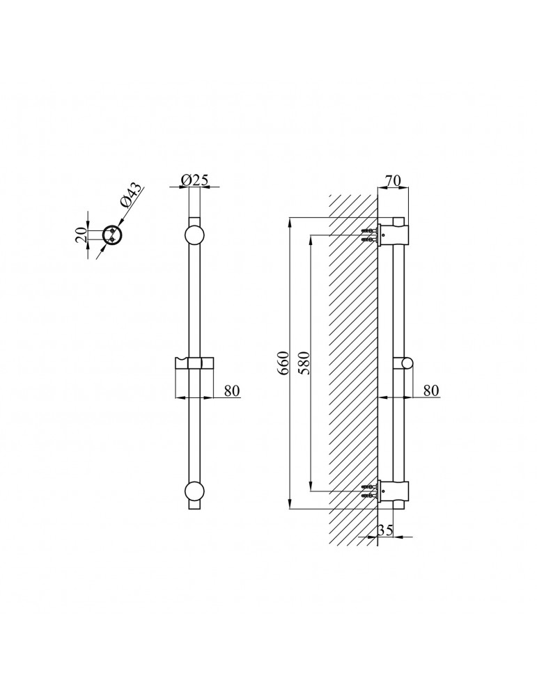 Штанга для душу Kroner KRP Edelstahl Klassisch - ESG230 | купити | SilverGoose.com.ua.com.ua