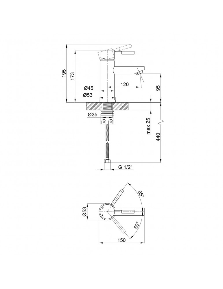 Змішувач для раковини Kroner KRP Edelstahl Klassisch - ESG010 | купити | SilverGoose.com.ua.com.ua