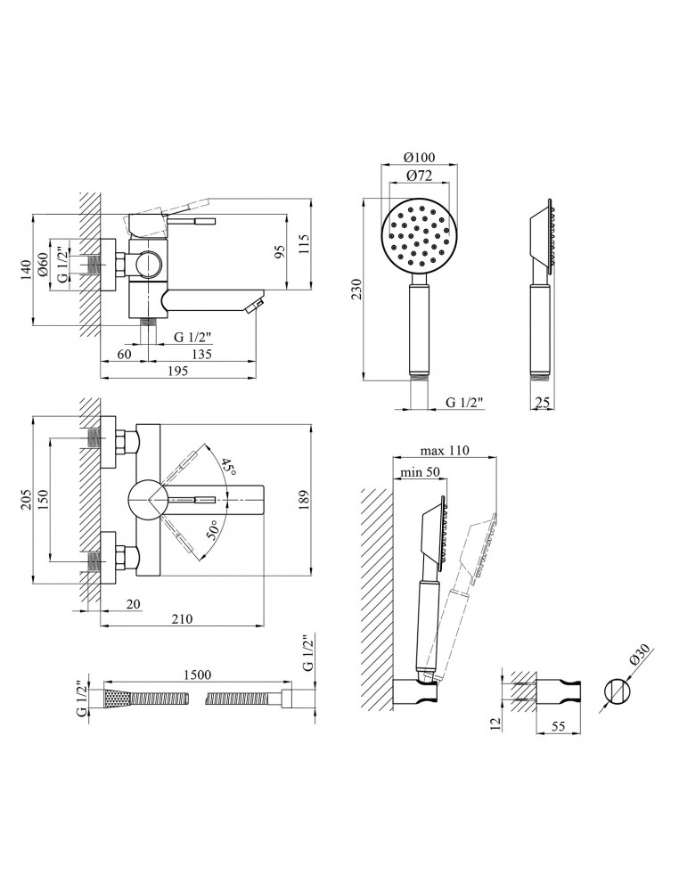 Змішувач для ванни Kroner KRP Edelstahl Klassisch - ESG060 | купити | SilverGoose.com.ua.com.ua