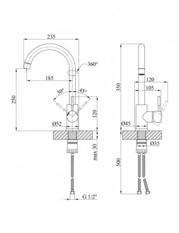 Змішувач для кухні Kroner KRP Edelstahl Klassisch - ESG035 | купити | SilverGoose.com.ua.com.ua