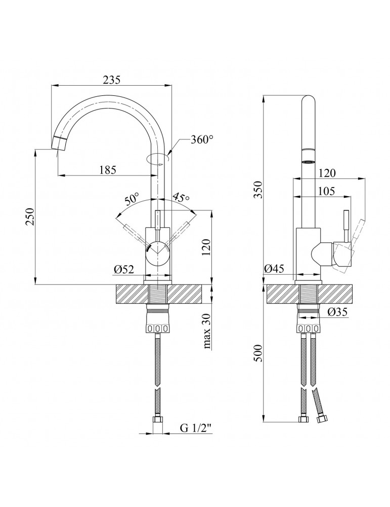 Змішувач для кухні Kroner KRP Edelstahl Klassisch - ESG035 | купити | SilverGoose.com.ua.com.ua