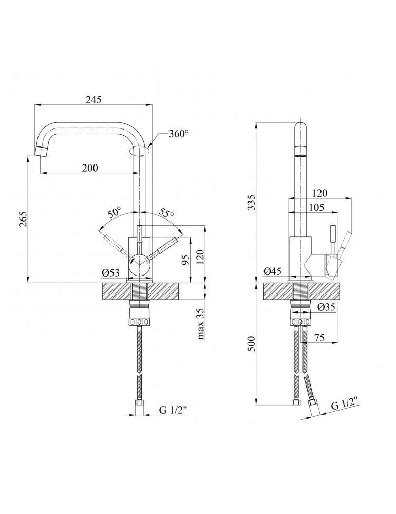 Змішувач для кухні Kroner KRP Edelstahl Klassisch - ESG037 | купити | SilverGoose.com.ua.com.ua