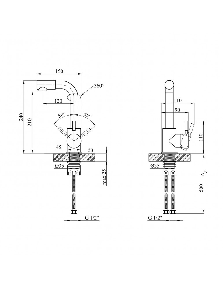 Змішувач для раковини Kroner KRP Edelstahl Klassisch - ESG012 | купити | SilverGoose.com.ua.com.ua