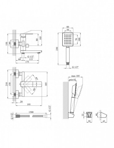 Змішувач для ванни Kroner KRP Edelstahl Kubus - ESG060 | купити | SilverGoose.com.ua.com.ua