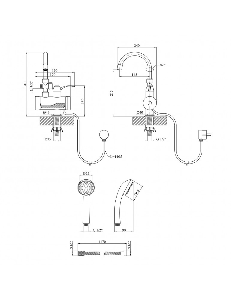 Проточний водонагрівач Kroner KRM Volt - CW191MDS з дисплеєм | купити | SilverGoose.com.ua.com.ua