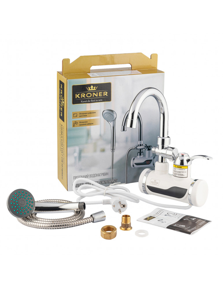 Проточний водонагрівач Kroner KRM Volt - CW191WMDS з дисплеєм | купити | SilverGoose.com.ua.com.ua