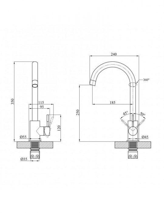 Змішувач для кухні Agua Acero - INOX035 | купити | SilverGoose.com.ua.com.ua