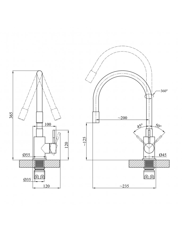Змішувач для кухні з гнучким виливом Agua Acero - INOX035NS-1 | купити | SilverGoose.com.ua.com.ua
