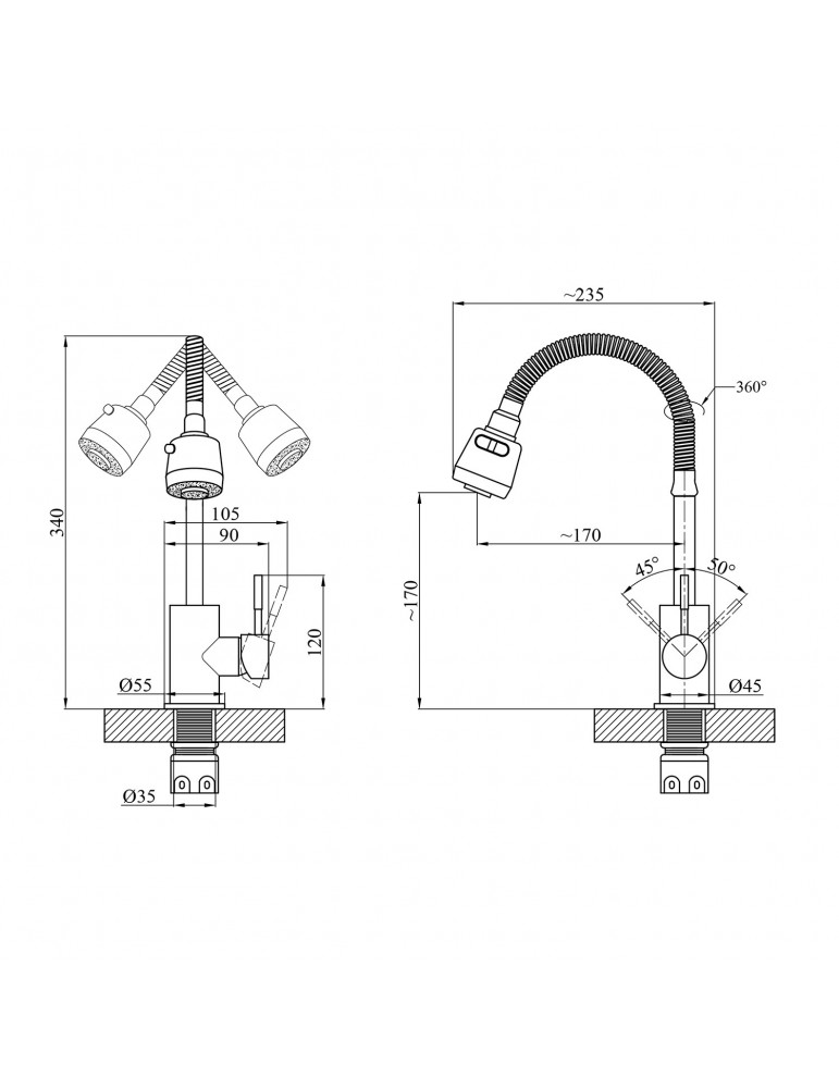 Змішувач для кухні з гнучким виливом Agua Acero - INOX035-2 | купити | SilverGoose.com.ua.com.ua