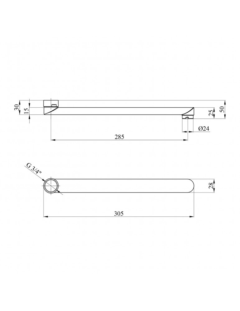 Вилив для змішувача плоский Kroner KRM - C830 30 см | купити | SilverGoose.com.ua.com.ua