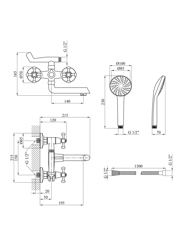 Змішувач для ванни Kroner KRM Rhein - C060 | купити | SilverGoose.com.ua.com.ua