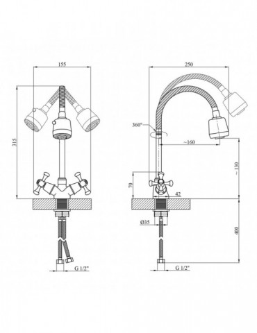 Змішувач для кухні Kroner KRM Rhein - C030-1 | купити | SilverGoose.com.ua.com.ua