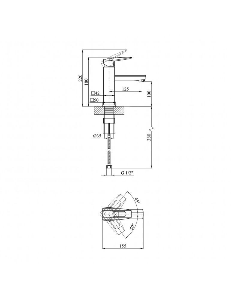Змішувач для раковини Kroner KRM Kante - C010 | купити | SilverGoose.com.ua.com.ua