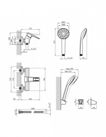 Змішувач для душу Kroner KRM Kante - C050 | купити | SilverGoose.com.ua.com.ua