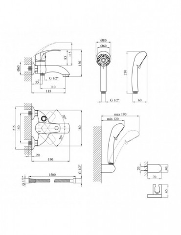 Змішувач для ванни Kroner KRP Konstante - C060 | купити | SilverGoose.com.ua.com.ua