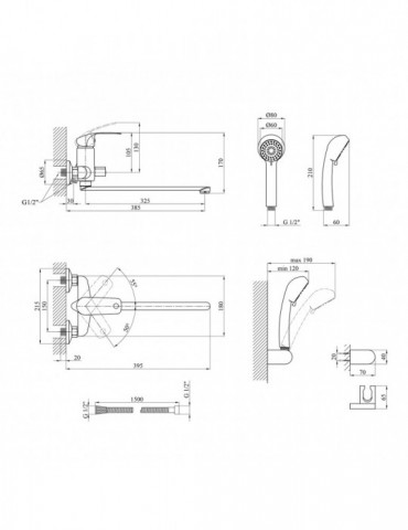 Змішувач для ванни Kroner KRP Konstante - C072 | купити | SilverGoose.com.ua.com.ua