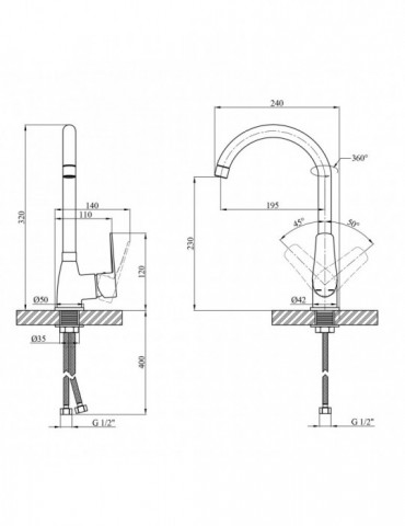 Змішувач для кухні Kroner KRP Brocken - C031 | купити | SilverGoose.com.ua.com.ua