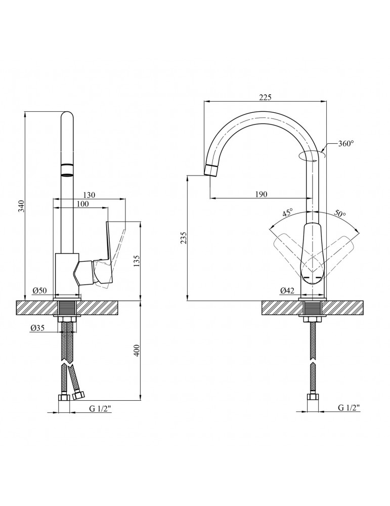 Змішувач для кухні Kroner KRP Brocken - C030 | купити | SilverGoose.com.ua.com.ua
