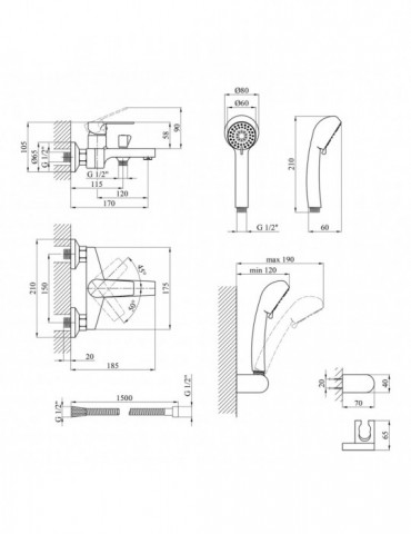 Змішувач для ванни Kroner KRP Eifel - C060 | купити | SilverGoose.com.ua.com.ua