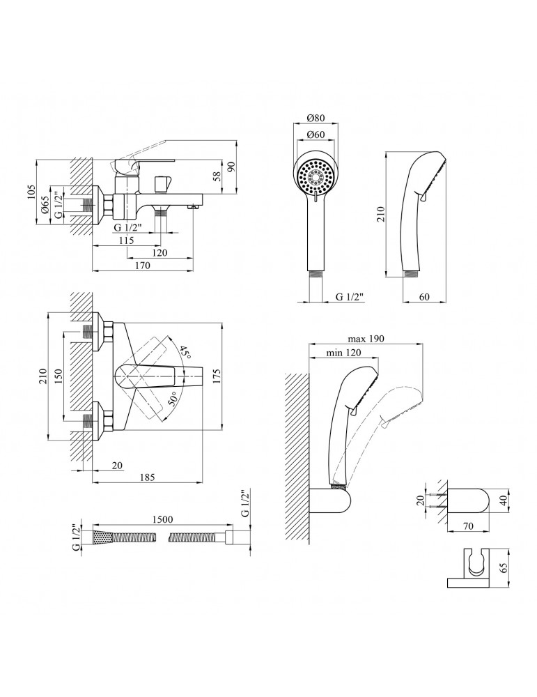 Змішувач для ванни Kroner KRP Eifel - C060 | купити | SilverGoose.com.ua.com.ua