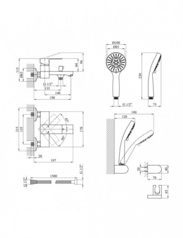 Змішувач для ванни Kroner KRP Harz - C060 | купити | SilverGoose.com.ua.com.ua