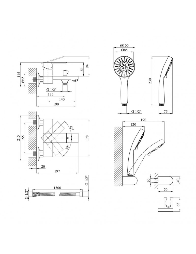 Змішувач для ванни Kroner KRP Harz - C060 | купити | SilverGoose.com.ua.com.ua