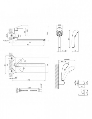 Змішувач для ванни Kroner KRP Eifel - C070 | купити | SilverGoose.com.ua.com.ua
