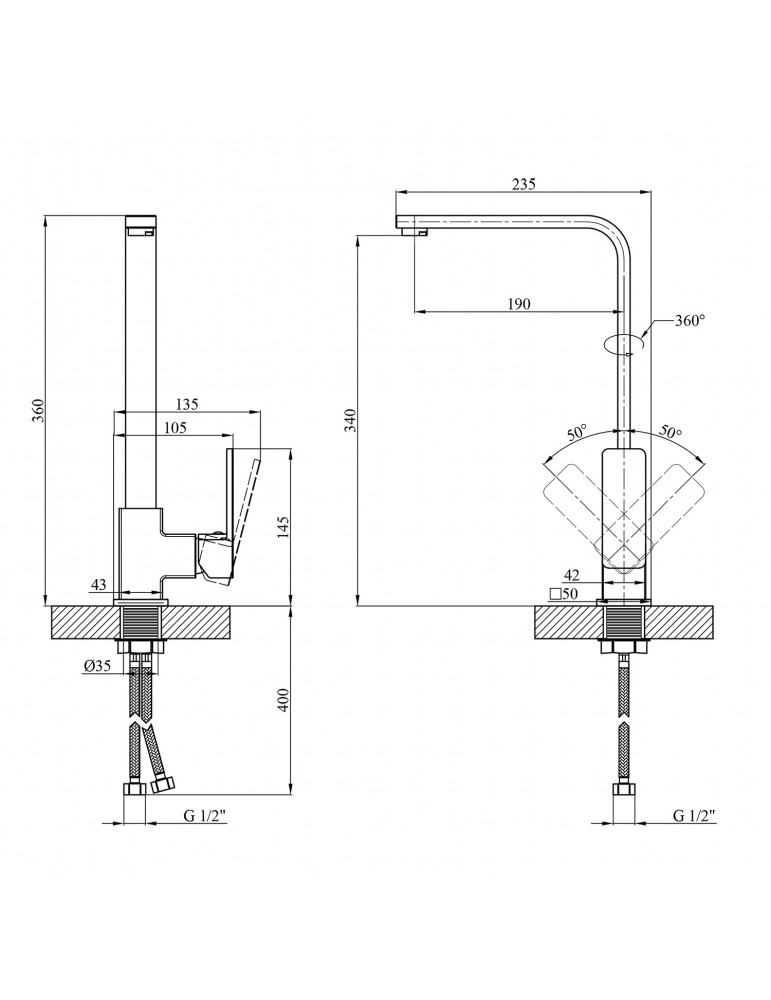 Змішувач для кухні Kroner KRP Harz - C030 | купити | SilverGoose.com.ua.com.ua