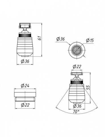 Аератор для змішувача поворотний Kroner KRM - C932 універсальний, два режими | купити | SilverGoose.com.ua.com.ua