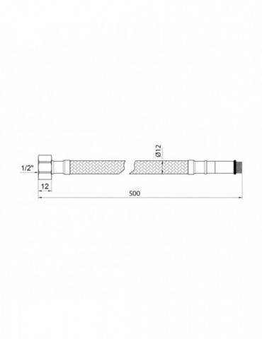 Гнучка підводка для підключення змішувача Kroner KRM - 50 1/2"хМ10 в нейлоновому обплетенні покритому ПВХ (пара) | купити | Silv