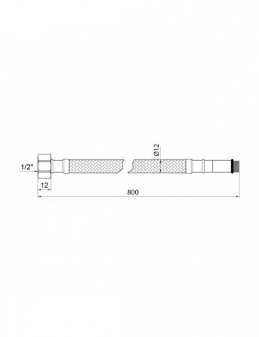 Гнучка підводка для підключення змішувача Kroner KRM - 80 1/2"хМ10 в нейлоновому обплетенні покритому ПВХ (пара) | купити | Silv