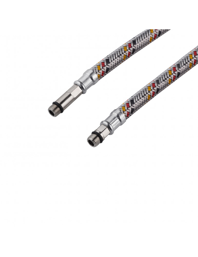 Гнучка підводка для підключення змішувача Kroner KRP - 120 1/2"хМ10 в обплетенні з нержавіючої сталі (пара) | купити | SilverGoo