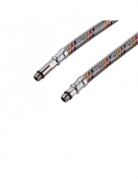 Гнучка підводка для підключення змішувача Kroner KRP - 120 1/2"хМ10 в обплетенні з нержавіючої сталі (пара) | купити | SilverGoo
