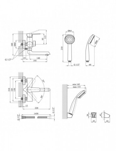 Змішувач для ванни Kroner KRM Elbe - SCH060 | купити | SilverGoose.com.ua.com.ua