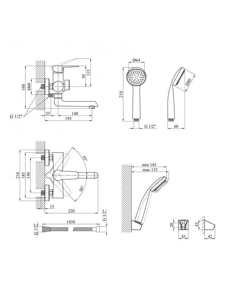 Змішувач для ванни Kroner KRM Elbe - SCH060 | купити | SilverGoose.com.ua.com.ua