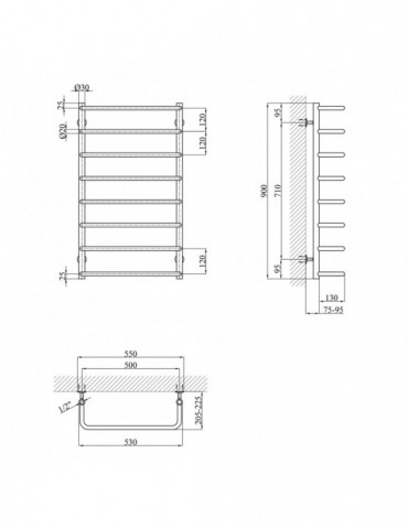 Сушарка для рушників водяна Kroner Скоба ДС12 900х530/8 | купити | SilverGoose.com.ua.com.ua