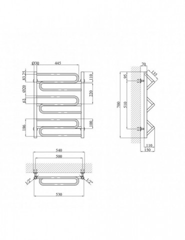 Сушарка для рушників водяна Kroner Ілюзія ДІ05 700х530 | купити | SilverGoose.com.ua.com.ua
