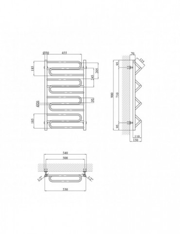 Сушарка для рушників водяна Kroner Ілюзія ДІ06 900х530 | купити | SilverGoose.com.ua.com.ua
