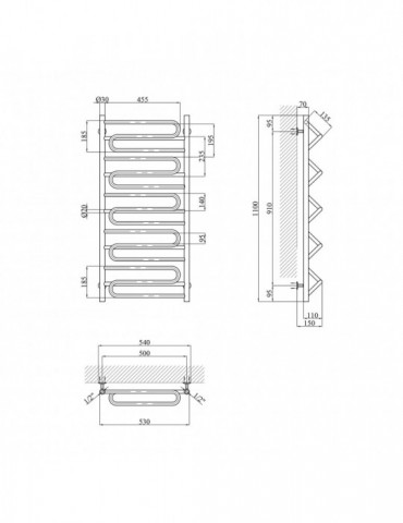 Сушарка для рушників водяна Kroner Ілюзія ДІ07 1100х530 | купити | SilverGoose.com.ua.com.ua