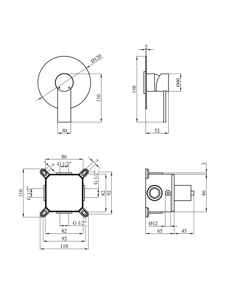 Змішувач прихованого монтажу Kroner KRP Basis - C080 | купити | SilverGoose.com.ua.com.ua