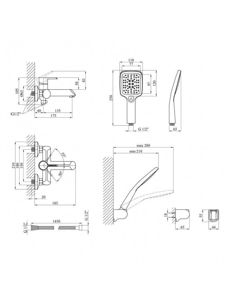 Змішувач для ванни Kroner KRP Essen - SCH060 | купити | SilverGoose.com.ua.com.ua