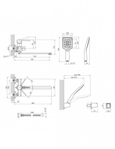 Змішувач для ванни Kroner KRP Essen - W070 | купити | SilverGoose.com.ua.com.ua