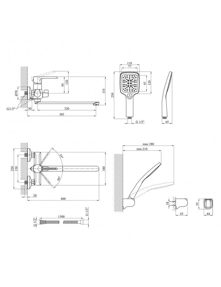 Змішувач для ванни Kroner KRP Essen - W070 | купити | SilverGoose.com.ua.com.ua