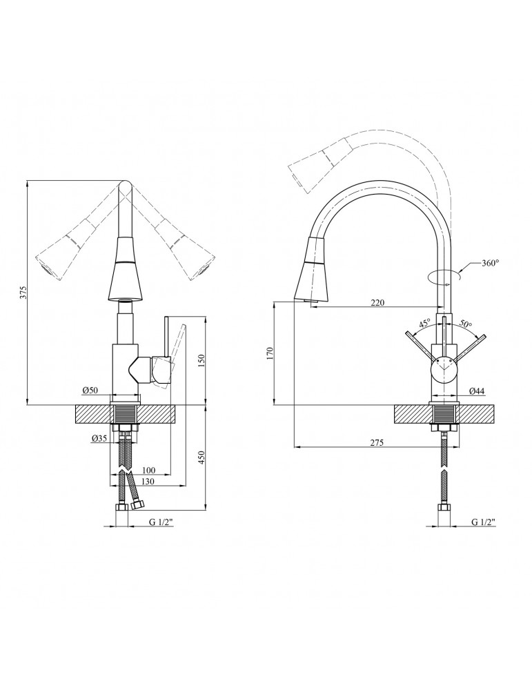 Змішувач для кухні Kroner KRP Küche - C031GRA | купити | SilverGoose.com.ua.com.ua