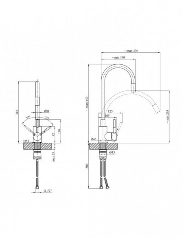 Змішувач для кухні з гнучким виливом Kroner KRP Edelstahl Klassisch - ESG035BLK | купити | SilverGoose.com.ua.com.ua