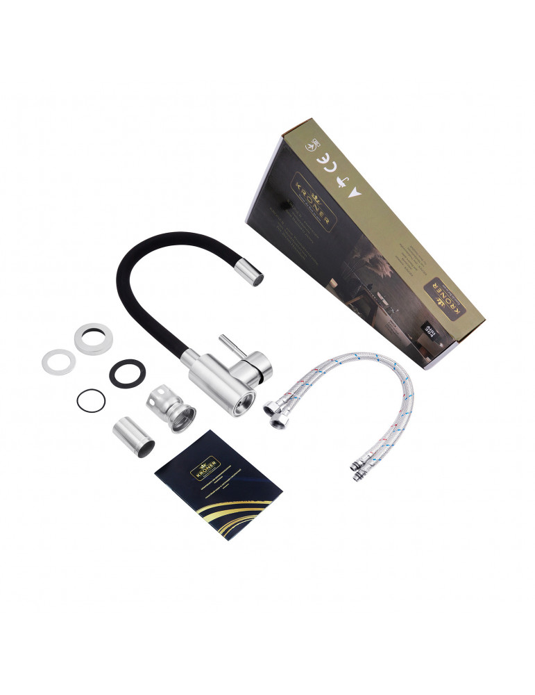 Змішувач для кухні з гнучким виливом Kroner KRP Edelstahl Klassisch - ESG035BLK | купити | SilverGoose.com.ua.com.ua