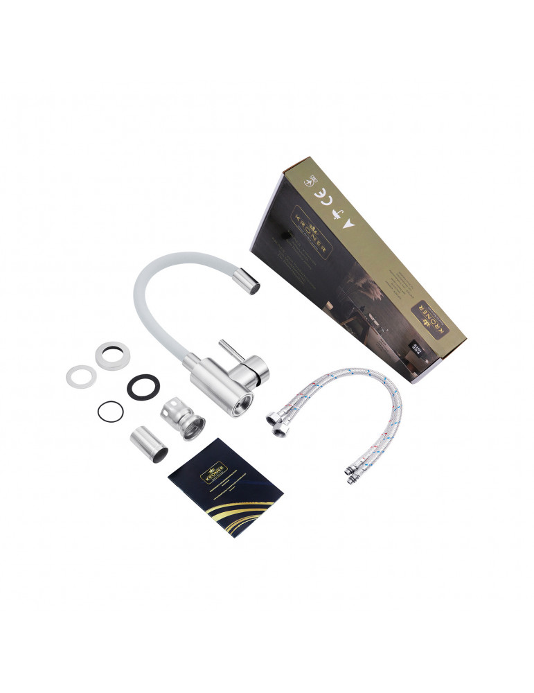 Змішувач для кухні з гнучким виливом Kroner KRP Edelstahl Klassisch - ESG035GRA | купити | SilverGoose.com.ua.com.ua